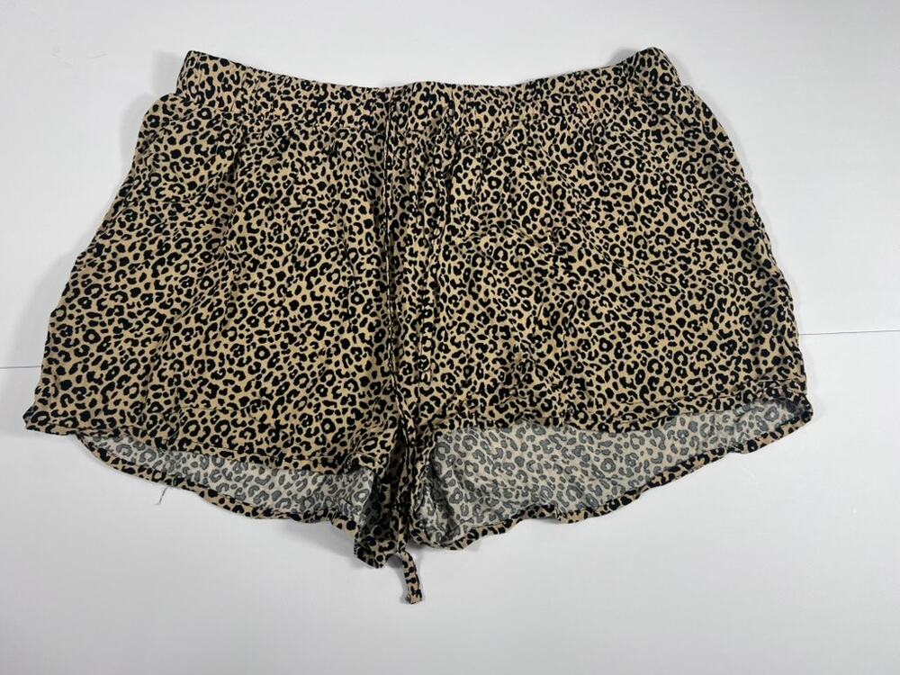 Forever 21 Leopard Print Shorts XL Plus Tan Black Cheetah High Waist Lounge Cute